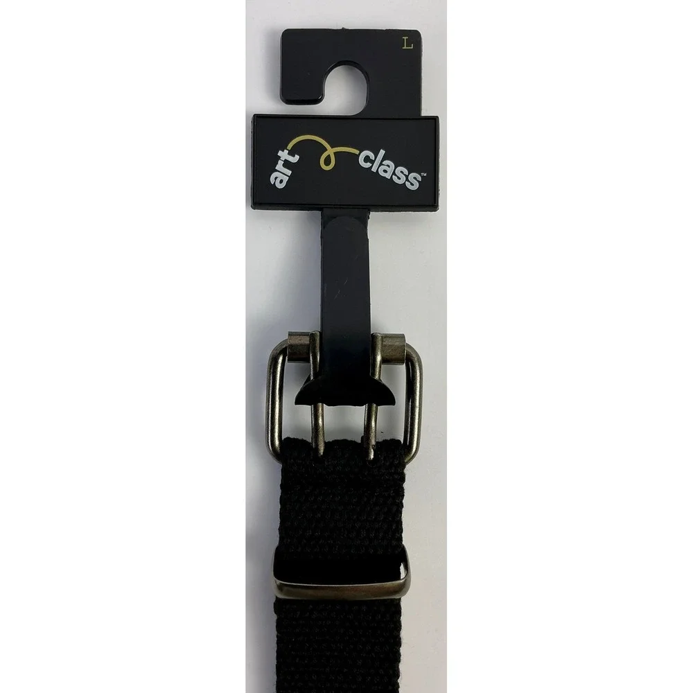 2 Art Class Kids Black Canvas Grommet Belt Size‎ Large Adjustable Metal Buckle